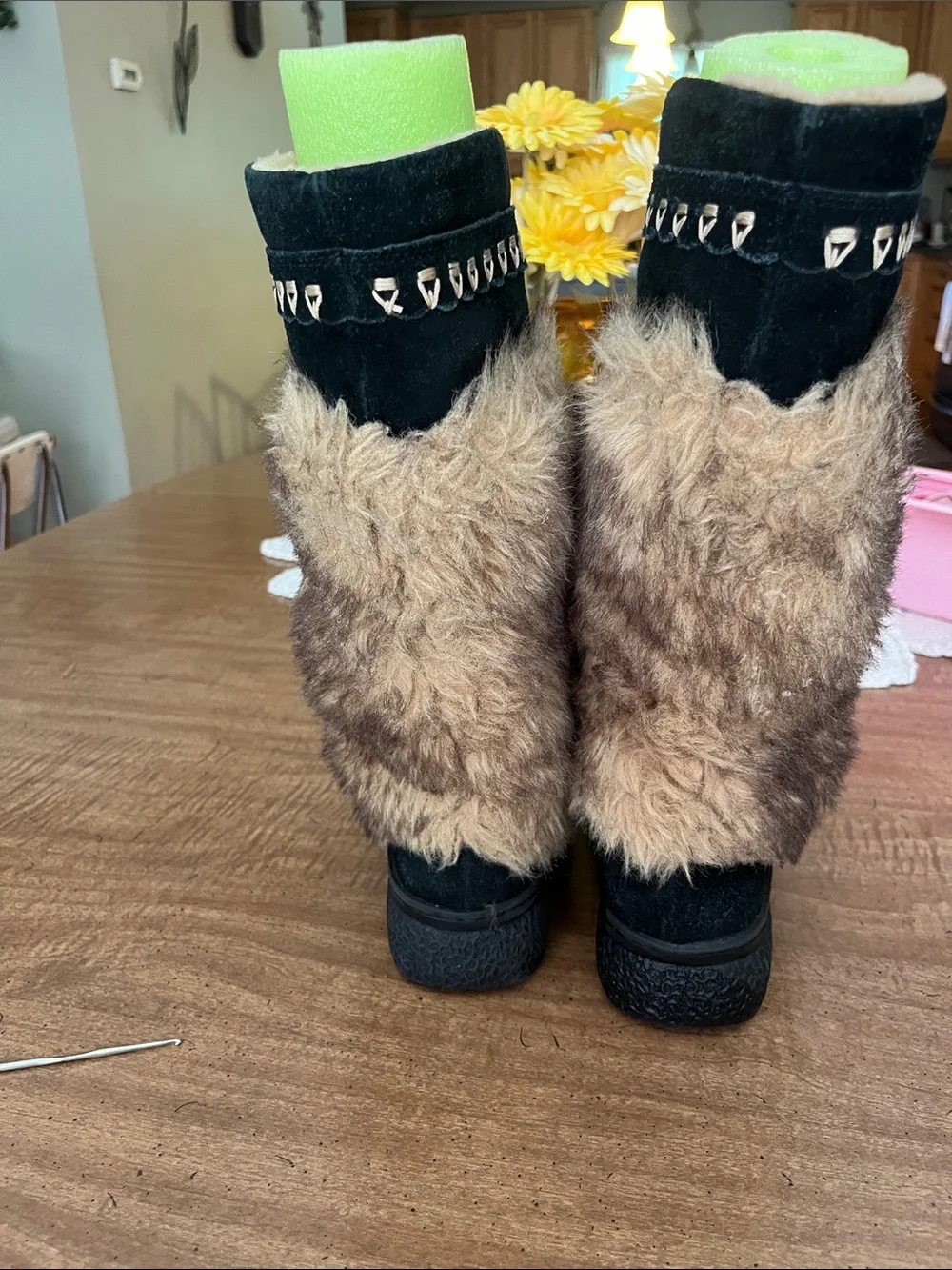 Easy Spirit Black and Brown Faux Fur Winter Boots